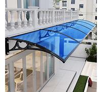 Puerta delantera para exteriores, policarbonato azul con soporte negro, protección UV, cubierta de porche (80 x 160 cm)