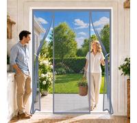 Puerta Doble Magnética 130x270cm Fácil de plegar y guardar cuando no se utiliza para puertas francesas y grandes entradas de patio Gris