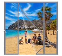 Puerta Doble Magnética 145x220cm Fácil de plegar y guardar cuando no se utiliza para Ideal para casas de vacaciones y apartamentos playa Gris