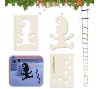 Puerta Elfo Navidad,de Madera Navidad Elf Stencil Huellas,Plantilla de Gnomo,Elfo Plantillas de Spray de Nieve Huellas,Elfo Plantilla Ventana,Huellas de Elfo Decoración Navideña,para Ventanas