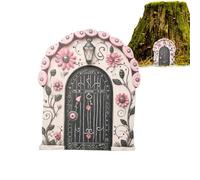 Puerta en Miniatura: Puerta Decorativa de, de Estilo Bosque Encantado, Accesorio de tocón rústico, figurado de jardín liviano | Elfo caprichoso para árboles al Aire Libre, cercas, m