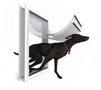 Puerta extra grande para perros para puertas exteriores, puerta de aluminio resistente para condiciones climáticas extremas, tamaño de corte 14 1/2 pulgadas de ancho x 25 1/8 pulgadas de alto, puerta