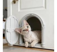 Puerta For Gatos: Material ABS Duradero, Diseño Único Retro Francés, con Cerradura, Fácil Instalación De Bricolaje