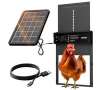 Puerta Gallinero Automatica Solar - Pantalla LCD - Puerta Automatica Gallinero con Mando a Distancia, Sensor de luz y Temporizador - Función Anti-pellizco - 5 años protección - Negro