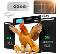 Puerta Gallinero Grande Automática Solar con Mando - Pantalla LCD, Sensor de Luz, Temporizador y Anti-pellizco - Apertura 28,7 x 22,1 cm - Protección 5 años - Negro - Okköbi