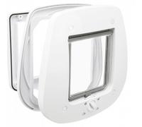 Puerta gatera 4 funciones con túnel para puertas de cristal - Trixie - Tamaño: L | Color: Blanco
