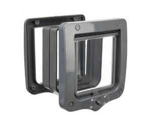 Puerta gatera 4 funciones con túnel - Trixie - Tamaño: L | Color: Gris