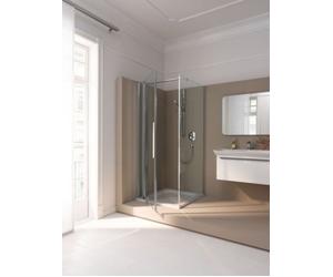 Puerta giratoria de coral de una pieza con panel fijo myDay TPFA derecho 90 875-895x2000mm, VB01909020AA1, Cabinas de ducha: Marco: Plata mate, vidrio: ESG