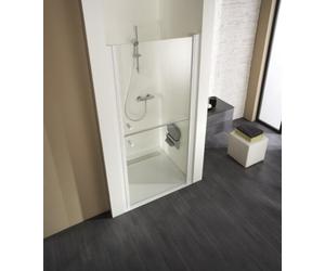 Puerta giratoria HSK Exklusiv con elementos partidos para nicho 403075, 75cm, bisagra a la derecha, altura: 200cm, 403075-R-41-50edelglas, Cabinas de ducha: Aspecto cromado: ESG transparente con crist