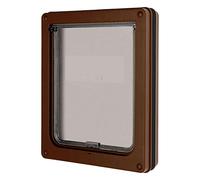 Puerta grande con solapa para perro, puerta de bloqueo para mascotas, gatitos, gatos, marco de entrada de animales, ABS, L, marrón