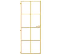 Puerta interior fina dorada 76 x 201,5 cm vidrio templado aluminio