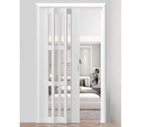 Puerta interior plegable con asa y ventana acrílica, puerta corredera de plástico magnética que ahorra espacio para armario de sala de estar