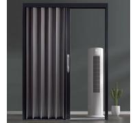 Puerta Interior Plegable Metálica Tipo Acordeón para Espacios Habitables. Puerta Interior Plegable De Aluminio Magnética Comercial. Montaje Interior/exterior.(Grey,205x100 cm)