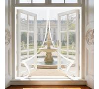 Puerta Magnética 100 x 130 cm Cierre Automático, Mantiene El Aire Fresco en El Interior, Fácil de Instalar, Los Bichos Fuera Mosquitera Magnética para Puerta Exterior, Blanco