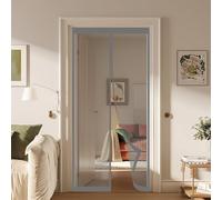 Puerta Magnética 100 x 200 cm Junta Magnética de Arriba a Abajo, sin Taladrar, Transpirables, Resistente Al Viento Anti Mosquito Insecto Mosquiteras para Puerta Corredera, Gris