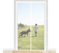Puerta Magnética 100 x 205 cm Cierre Automático con Imanes y Pesos, Taladrar Fácil de Instalar Mantiene Mosquitera para Puertas Proteger a su Familia, Blanco