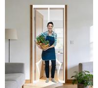 Puerta Magnética 100 x 205 cm Cierre Automático, Mantiene El Aire Fresco en El Interior, Fácil de Instalar, Los Bichos Fuera Mosquitera Magnética para Puerta Corredera, Blanco