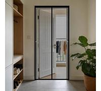 Puerta Magnética 100 x 205 cm Cortinas Antimosquitos para Puertas Cierre Magnético de Arriba a Abajo, Automáticamente, Mantiene El Aire Fresco, para Patio Balcón, Negro