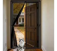 Puerta Magnética 100 x 205 cm Cortinas para Puertas Exteriores Cierre Automático de Arriba a Abajo, Mantiene El Aire Fresco Dentro y Los Bichos Fuera, para Patio Balcón, Negro