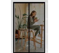 Puerta Magnética 100 x 205 cm Magnético Automático, Taladrar Fácil de Instalar Mantiene, Antimosquitos, Cortinas Antimosquitos para Puertas Exteriores para Balcón, Negro
