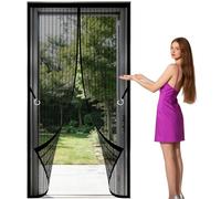 Puerta Magnética 100 x 205 cm Se Cierra Automáticamente Mosquitero Magnético Puerta Transpirables, Antimosquitos para Balcón Salón Dormitorio de Patio, Negro