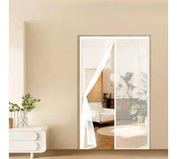 Puerta Magnética 100 x 214 cm Cierre Automático con Imanes y Pesos, Taladrar Fácil de Instalar Mantiene Cortinas Antimosquitos para Exteriores Proteger a su Familia, Blanco
