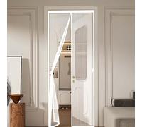 Puerta Magnética 100x198cm(AnchoxAlto) Varios Tallas, Cierre Automático Mosquitera con Imanes de Malla Resistente a La Rotura, Resistente para Balcon Patio Corredera, Blanco