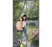 Puerta Magnética 100x243cm(AnchoxAlto) Varios Tallas, Cierre Automático Cortinas Mosquitera Puerta Magnetica Resistente a La Rotura, Resistente para Exterior Cocina Balcón Y, Gris