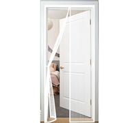 Puerta Magnética 103 x 216 cm Varios Tallas, Cierre Automático Mosquitera con Imanes de Malla Resistente a La Rotura, Resistente para Puerta Exterior Cocina Balcón Y, Blanco