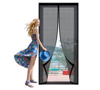 Puerta Magnética 104 x 288 cm Cierre Magnético de Arriba a Abajo Cortina Mosquitera Puerta Exterior Lejos de Los Mosquitos para Puertas de Patio y Balconeras, Negro