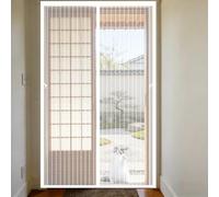 Puerta Magnética 105 x 100 cm Puerta de Malla Magnética Cierre Automático de Arriba a Abajo, Mantiene El Aire Fresco Dentro y Los Bichos Fuera, para Balcón Dormitorio, Blanco
