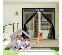 Puerta Magnética 105 x 175 cm Transpirables Antimosquitos, Sin Taladros, Magnético Automático, Con Velcra, Mosquitera para Puertas, Magnetic Curtain para Ventanas y Balcón, Negro