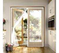 Puerta Magnética 105 x 215 cm Cierre Automático con Imanes y Pesos, Taladrar Fácil de Instalar Mantiene Cortinas Antimoscas Puerta Exterior con Iman para Balcón, Cocina, Blanco