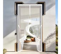 Puerta Magnética 105 x 215 cm Imán sin Necesidad de Taladrar Mosquitera Puerta Exterior Transpirables Transpirables, Antimosquitos para Puertas de Salón Balcón Corredor, Blanco