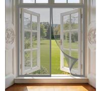 Puerta Magnética 106 x 270 cm Cierre Automático, Mantiene El Aire Fresco en El Interior, Fácil de Instalar, Los Bichos Fuera Cortina Contra Mosquitos para Puerta Exterior, Gris