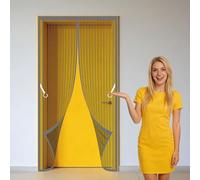 Puerta Magnética 107 x 289 cm Imanes para Un Autocierre Rede Mosquito Porta Magnética Lejos de Los Mosquitos para Puerta Exterior de Balcón Patio, Gris