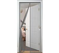 Puerta Magnética 109 x 225 cm Varios Tallas, Cierre Automático Mosquitera con Imanes de Malla Resistente a La Rotura, Resistente para Puerta Exterior Cocina Balcón Y, Gris