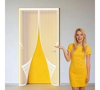 Puerta Magnética 109 x 290 cm Imanes para Un Autocierre Rede Mosquito Porta Magnética Lejos de Los Mosquitos para Puerta Exterior de Balcón Patio, Blanco