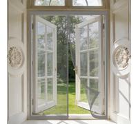 Puerta Magnética 110 x 125 cm Cierre Automático, Mantiene El Aire Fresco en El Interior, Fácil de Instalar, Los Bichos Fuera Puerta de Malla Cortina para Corredera, Gris