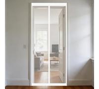 Puerta Magnética 110 x 125 cm Junta Magnética de Arriba a Abajo, sin Taladrar, Transpirables, Resistente Al Viento Cortina Mosquitera Exterior para Puerta Exterior, Blanco