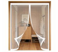 Puerta Magnética 110 x 130 cm Junta Magnética de Arriba a Abajo, sin Taladrar, Transpirables, Resistente Al Viento Cortina Puerta para Exterior, Blanco