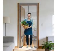 Puerta Magnética 110 x 150 cm Cierre Automático, Mantiene El Aire Fresco en El Interior, Fácil de Instalar, Los Bichos Fuera Mosquitera Magnética para Puerta Corredera, Gris