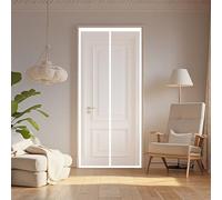 Puerta Magnética 110 x 160 cm Transpirables Antimosquitos, Sin Taladros, Magnético Automático, Con Velcra, Puerta de Malla Corredera para Pasillos Balcn Puertas, Blanco
