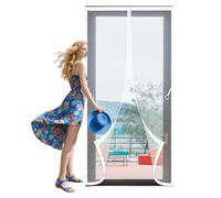 Puerta Magnética 110 x 291 cm Cierre Magnético de Arriba a Abajo Cortina Mosquitera Puerta Exterior Lejos de Los Mosquitos para Puertas de Patio y Balconeras, Blanco