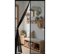 Puerta Magnética 112 x 210 cm Varios Tallas, Cierre Automático Mosquitera Magnética para Puertas Imán sin Necesidad de Taladrar para Balcon Patio Corredera, Negro