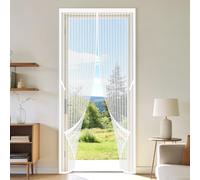 Puerta Magnética 112 x 273 cm Se Cierra Automáticamente Mosquitera Puertas Cortina Mosquitera Magnética Resistente a La Rotura para Puerta Del Balcón, Patio, Blanco