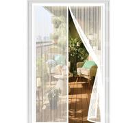 Puerta Magnética 113 x 224 cm con Fuertes Imanes para Un Autocierre, Fácil Instalación sin Taladrar, Antimosquitos Cortina Contra Mosquitos con Imanes para Balcón, Cocina, Blanco