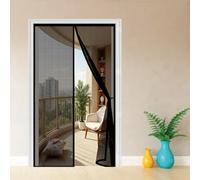 Puerta Magnética 114 x 167 cm Cierre Automático con Imanes y Pesos, Taladrar Fácil de Instalar Mantiene Cortinas Antimoscas Puerta Exterior con Iman para Balcón, Cocina, Negro