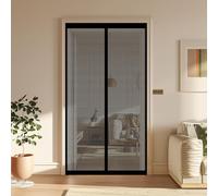Puerta Magnética 115 x 140 cm Junta Magnética de Arriba a Abajo, sin Taladrar, Transpirables, Resistente Al Viento Cortinas Antimosquitos para Puerta Exterior, Negro