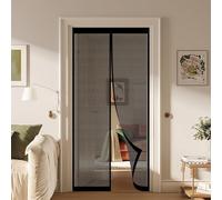 Puerta Magnética 115 x 150 cm Junta Magnética de Arriba a Abajo, sin Taladrar, Transpirables, Resistente Al Viento Anti Mosquito Insecto Mosquiteras para Puerta Corredera, Negro
